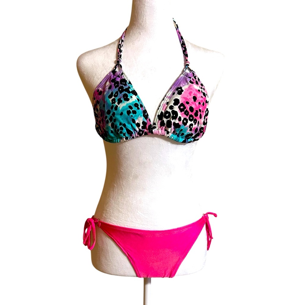 Multicolor Leopard Print Bikini Set